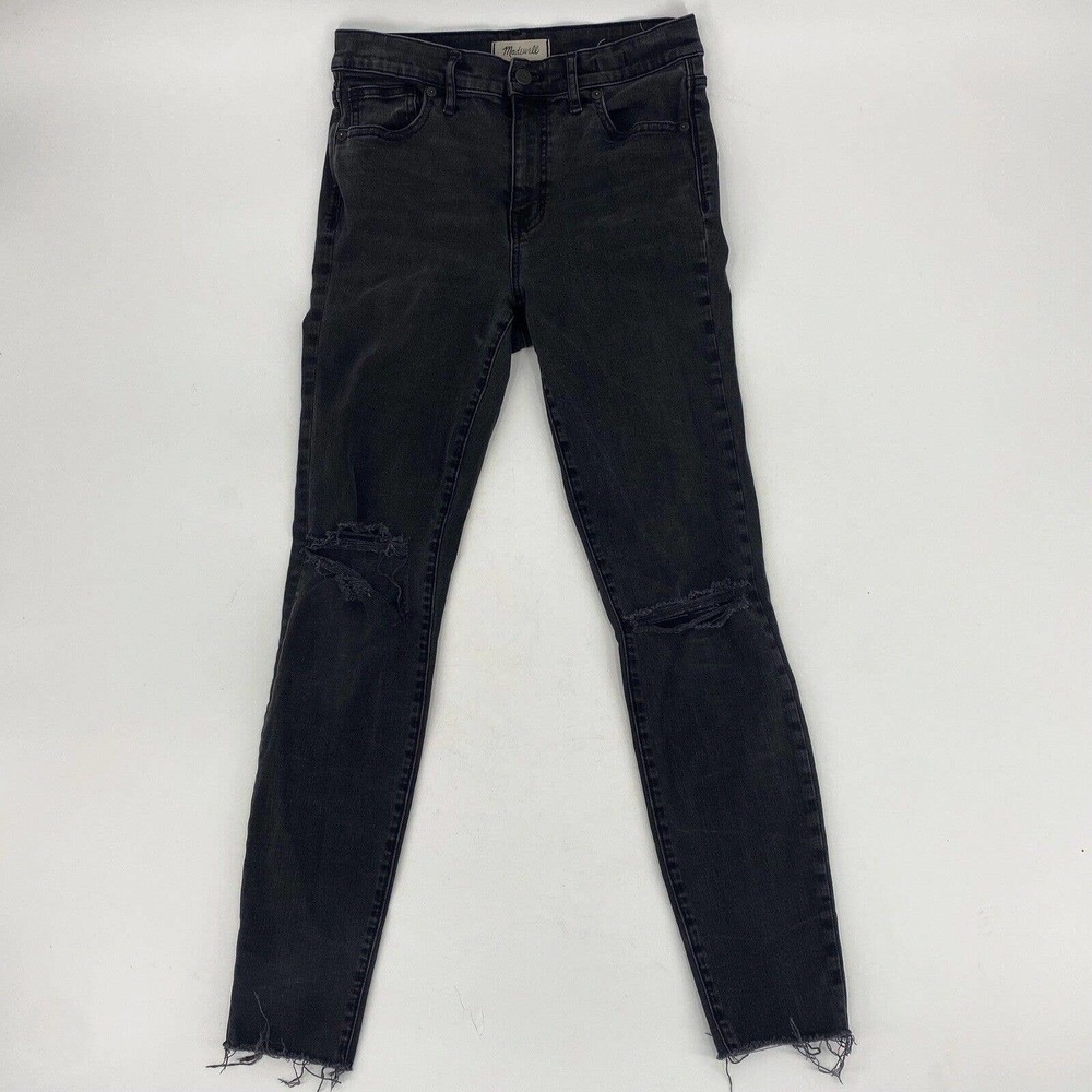Madewell 9" High Riser Skinny Skinny Jeans Distressed Black Sea Sz 29